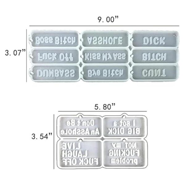 Juego de moldes de resina para llavero de Swear Words 2