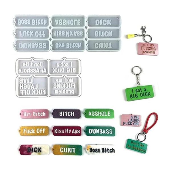 Juego de moldes de resina para llavero de Swear Words 2