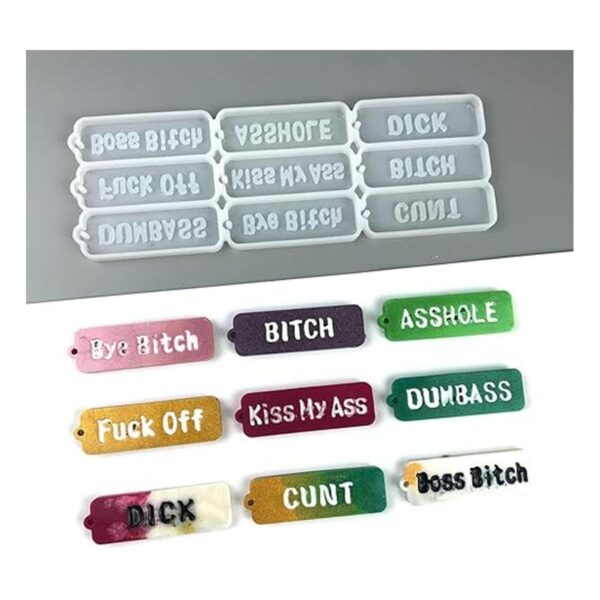 Juego de moldes de resina para llavero de Swear Words 2