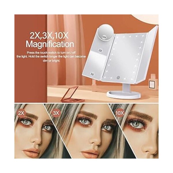 HUONUL Espejo para maquillaje con luces LED aumento de_2