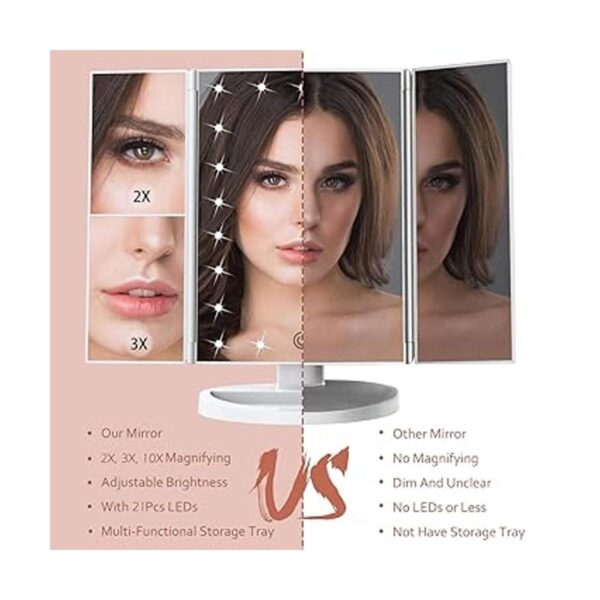 HUONUL Espejo para maquillaje con luces LED aumento de_3
