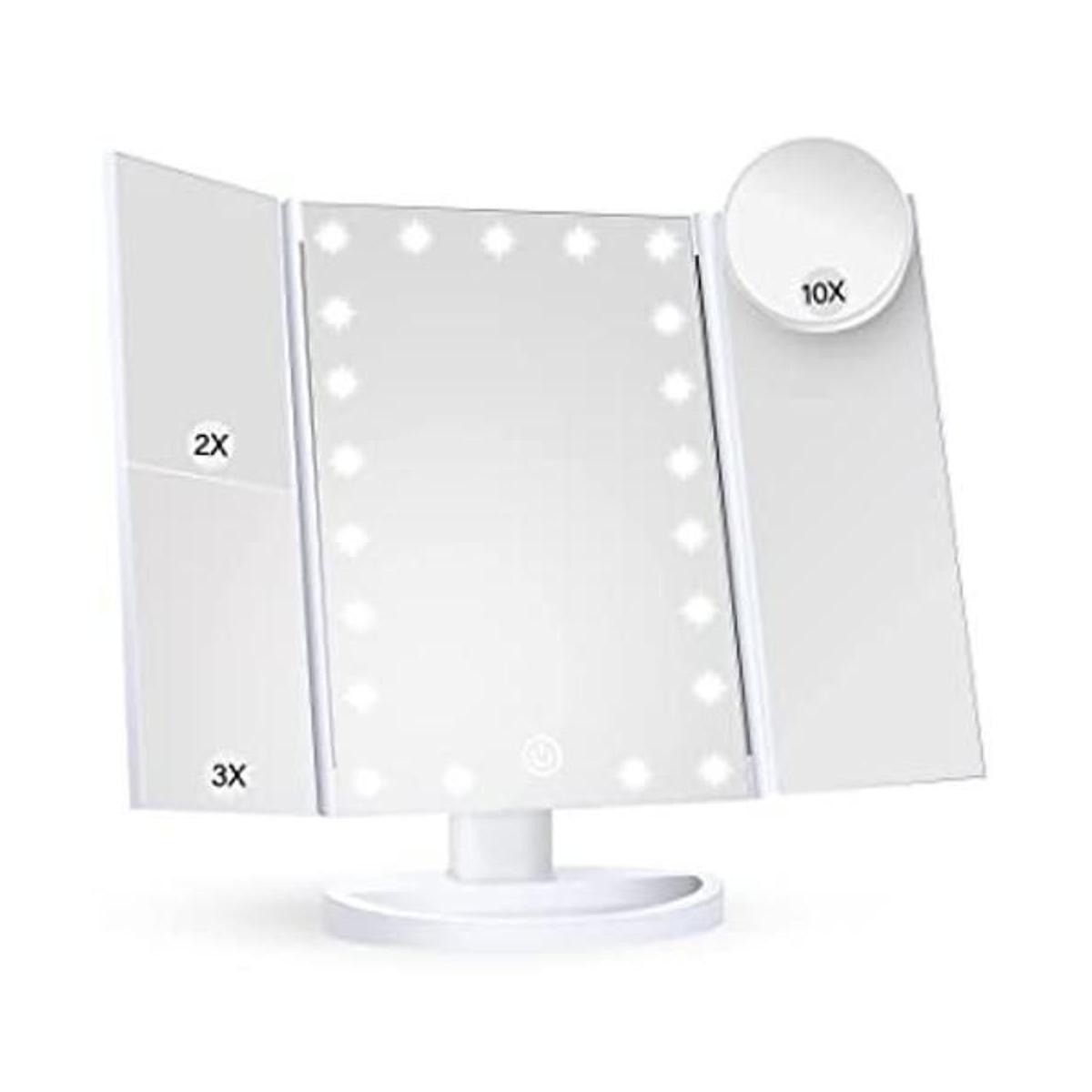 HUONUL Espejo para maquillaje con luces LED aumento de
