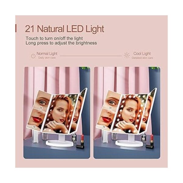 HUONUL Espejo para maquillaje con luces LED aumento de_4