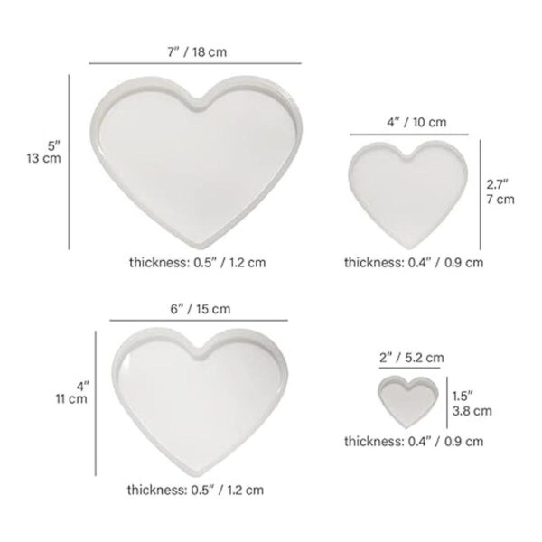 4 moldes de resina epoxi en forma de corazón moldes de