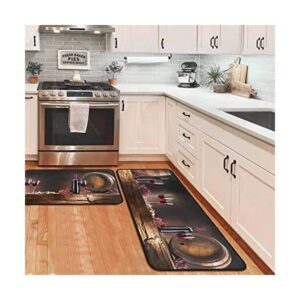 OUXIOAZ Juego de 2 alfombras y tapetes de cocina de vino_1