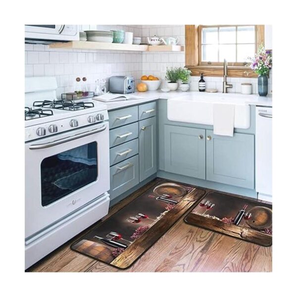OUXIOAZ Juego de 2 alfombras y tapetes de cocina de vino_3