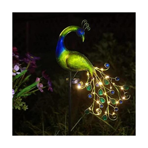 Luces solares de jardín de metal pavo real decoración de_1