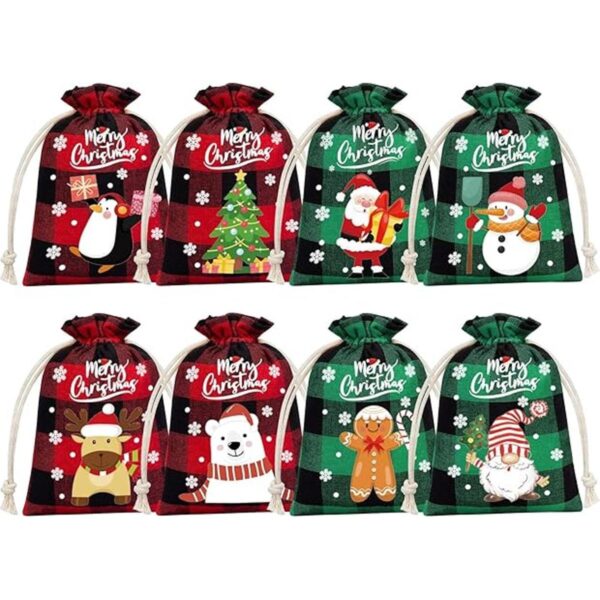 36 bolsas de arpillera con cordón de Navidad bolsas de