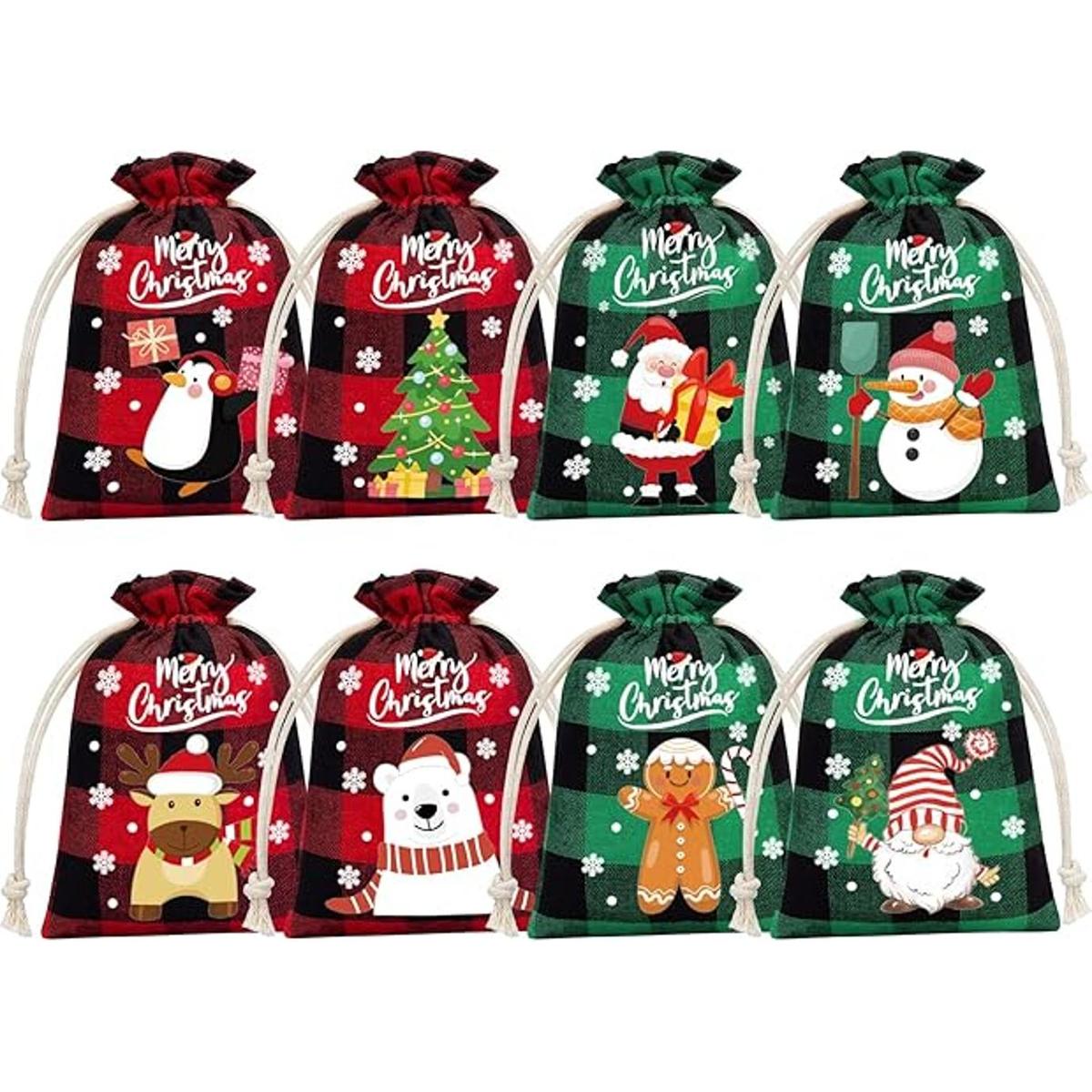 36 bolsas de arpillera con cordón de Navidad bolsas de