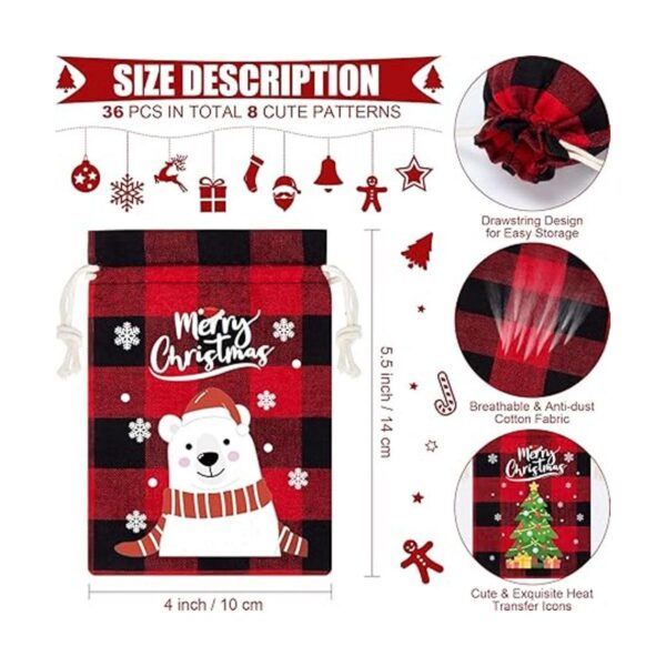 36 bolsas de arpillera con cordón de Navidad bolsas de