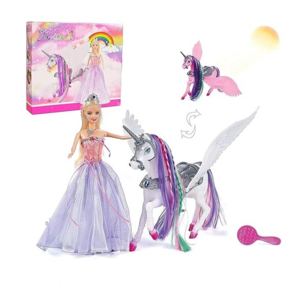 Juguetes de unicornio que cambian de color y muñeca de