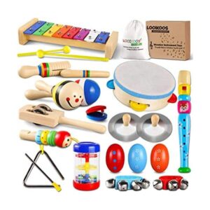 LOOIKOOS Juego de instrumentos musicales de madera para