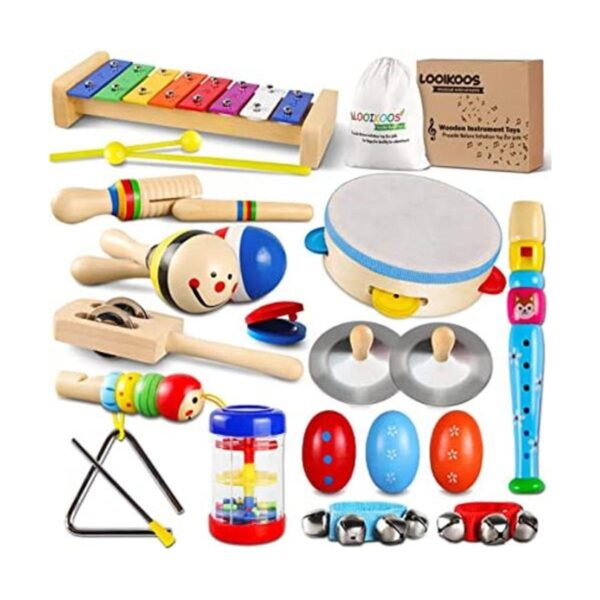 LOOIKOOS Juego de instrumentos musicales de madera para
