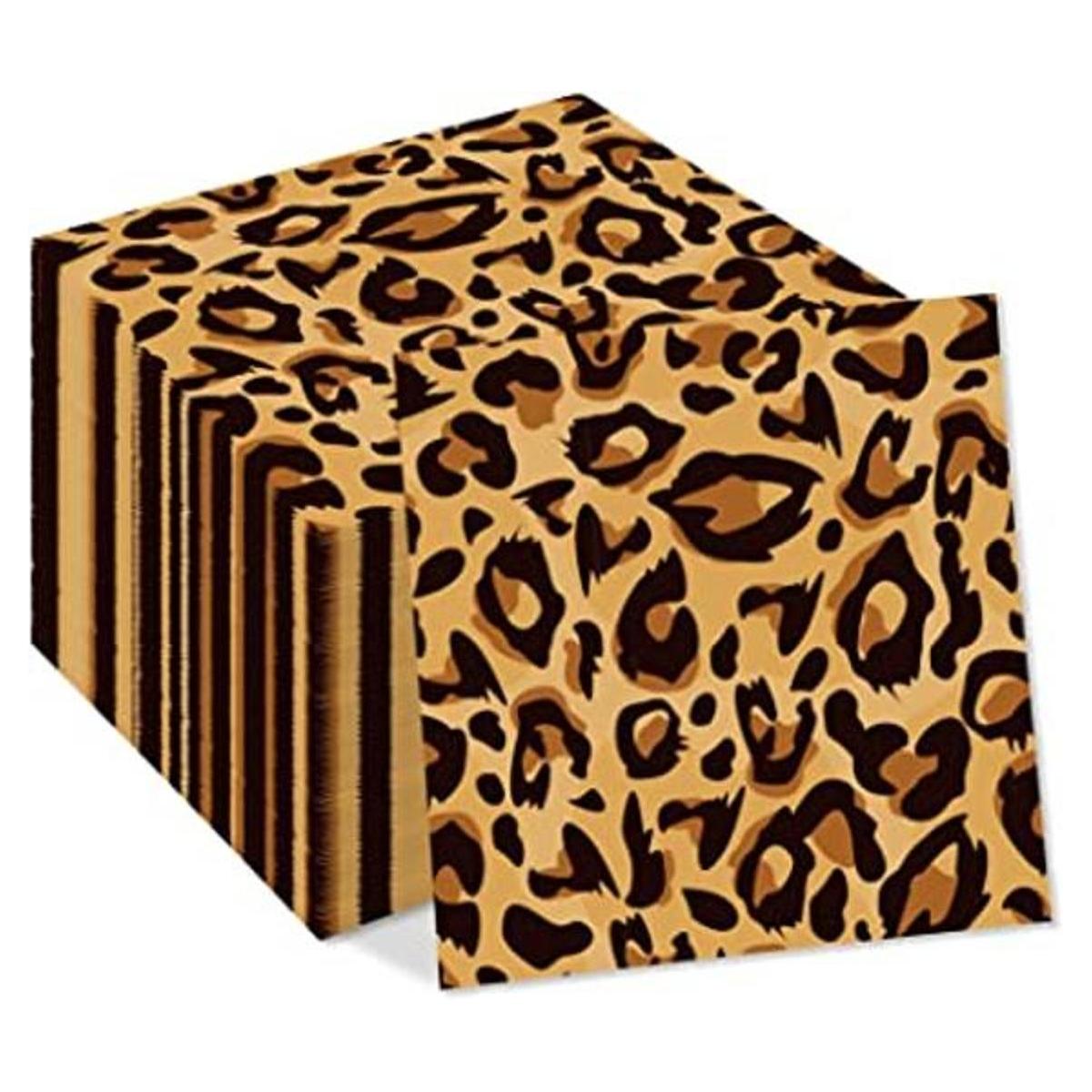 40 servilletas desechables con estampado de leopardo de
