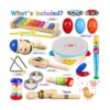 LOOIKOOS Juego de instrumentos musicales de madera para