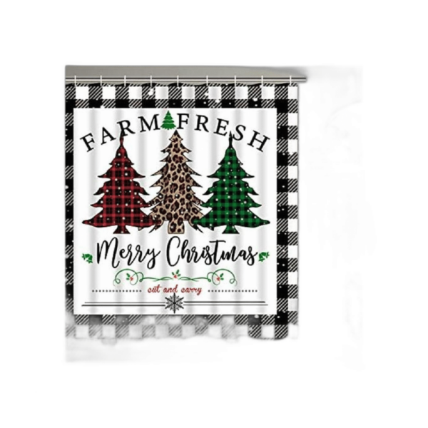 Likiyol Cortina de ducha con diseño de búfalo de Navidad