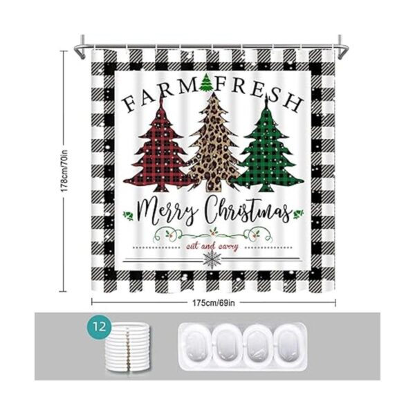 Likiyol Cortina de ducha con diseño de búfalo de Navidad