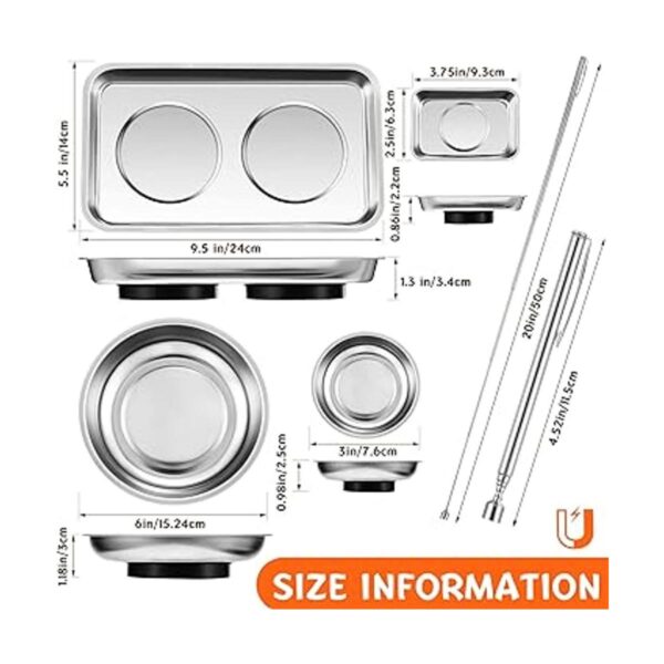 4 bandejas magnéticas redondas cuadradas magnéticas de