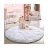 FlyDOIT Alfombra redonda blanca para dormitorio alfombras