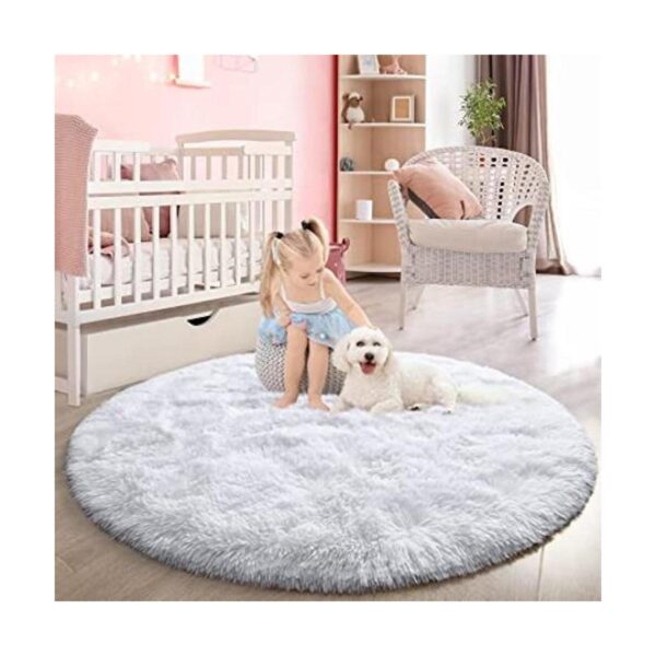 FlyDOIT Alfombra redonda blanca para dormitorio alfombras