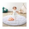 FlyDOIT Alfombra redonda blanca para dormitorio alfombras