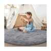 FlyDOIT Alfombra redonda gris para dormitorio alfombras