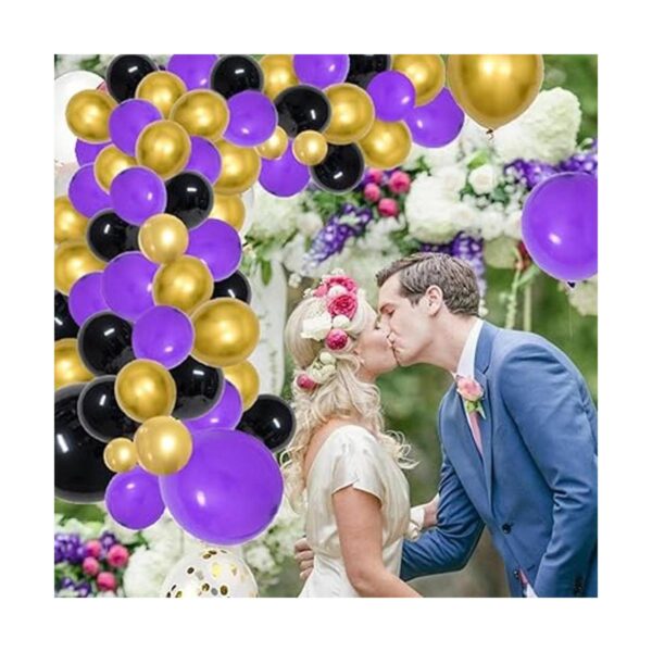 Kit de guirnalda de globos de color morado y dorado y