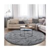 FlyDOIT Alfombra redonda gris para dormitorio alfombras