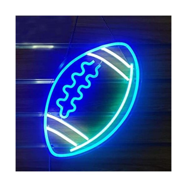 Letreros de neón azules con forma de fútbol para_1