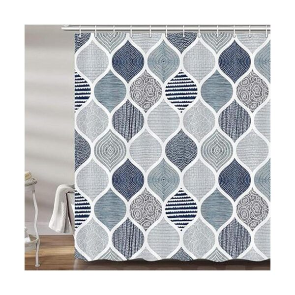 Cortina de ducha bohemia azul y gris para baño juego de