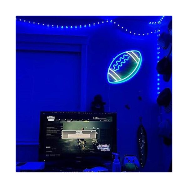 Letreros de neón azules con forma de fútbol para_4