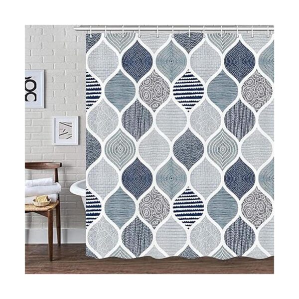 Cortina de ducha bohemia azul y gris para baño juego de
