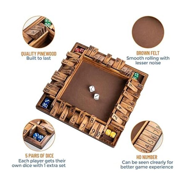 Funliktod Juego de dados clásicos de madera para 1 a 4_3