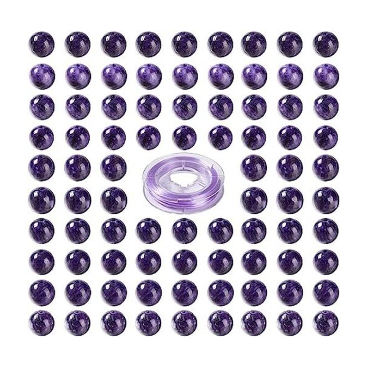 FASHEWELRY 100 cuentas de charoita naturales de 0.315 in