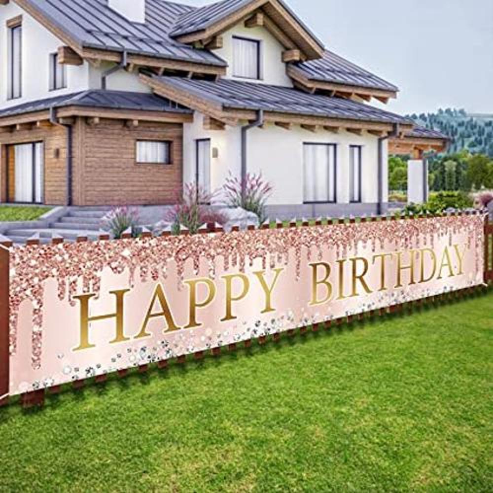 Decoración de pancarta de feliz cumpleaños de color oro