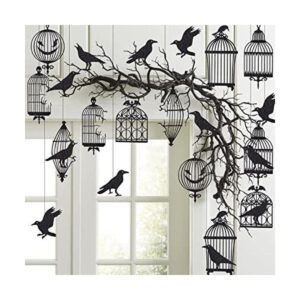 Decoraciones de jaula de cuervo negro con purpurina para_1