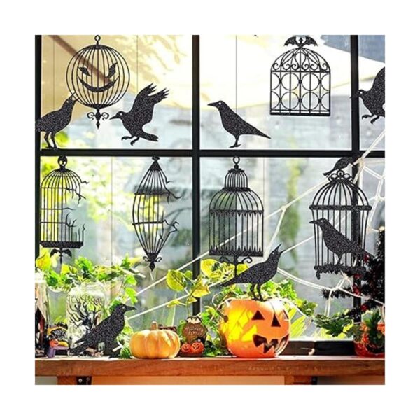 Decoraciones de jaula de cuervo negro con purpurina para_5