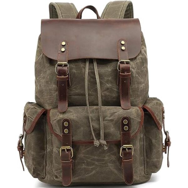 HuaChen Mochila de cuero para hombre mochila de hombro de_1