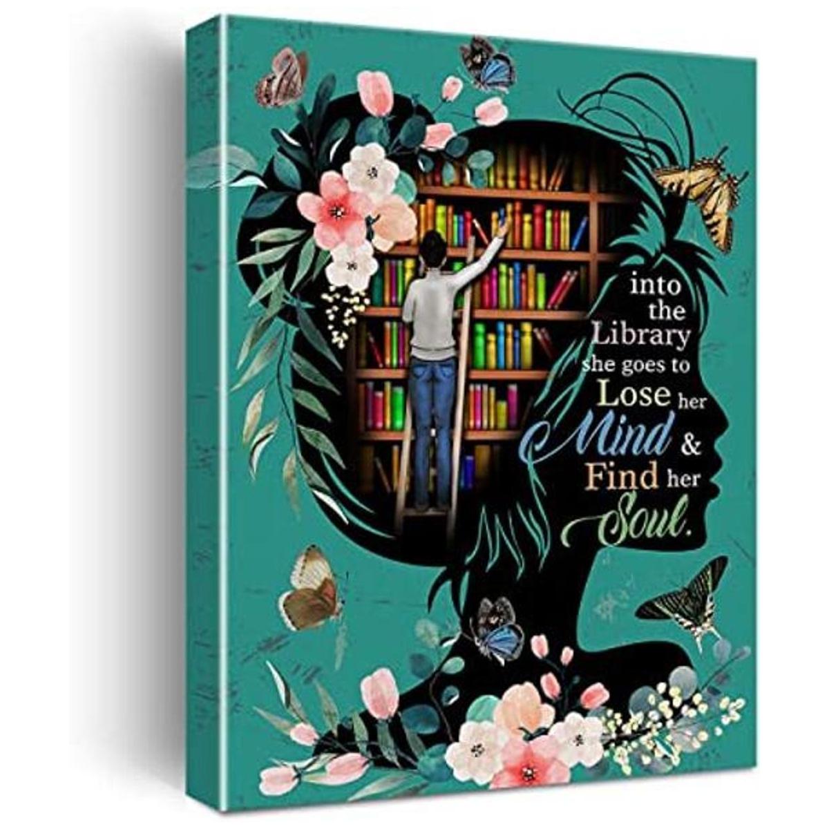 Libros de arte de pared en la biblioteca impresiones en