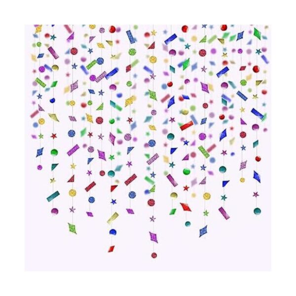 Guirnalda de confeti colorida con purpurina para colgar_1