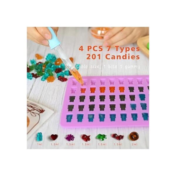 Juego de 8 moldes de goma de silicona de oso de caramelo_2