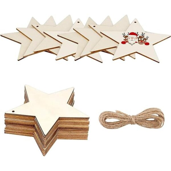 KINBOM 50 piezas de estrella de madera natural madera con