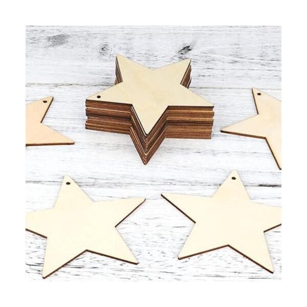 KINBOM 50 piezas de estrella de madera natural madera con