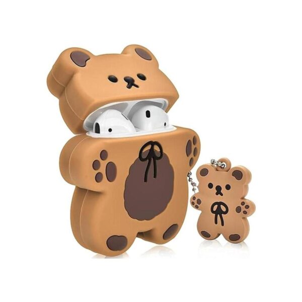 Lindas fundas para AirPods con llavero de oso diseño de_1