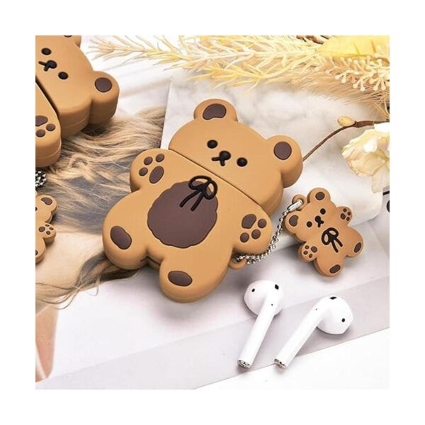 Lindas fundas para AirPods con llavero de oso diseño de_6