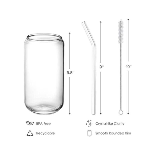 Juego de 4 vasos con pajita de vidrio vasos de vidrio en