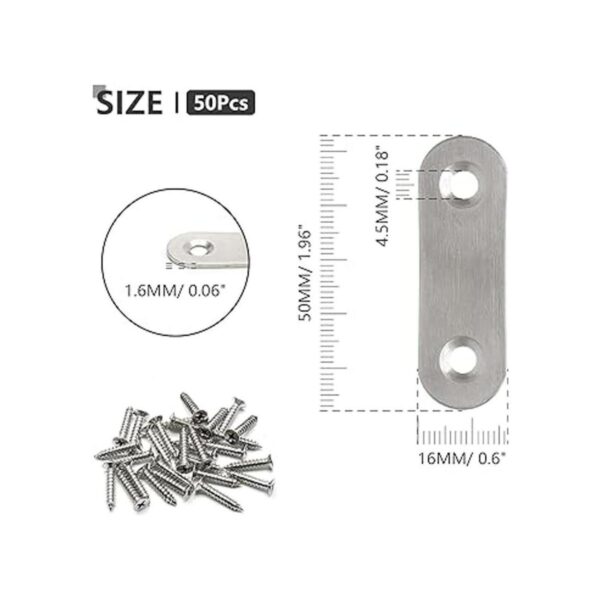 LDEXIN 50 piezas de soporte recto plano acero inoxidable