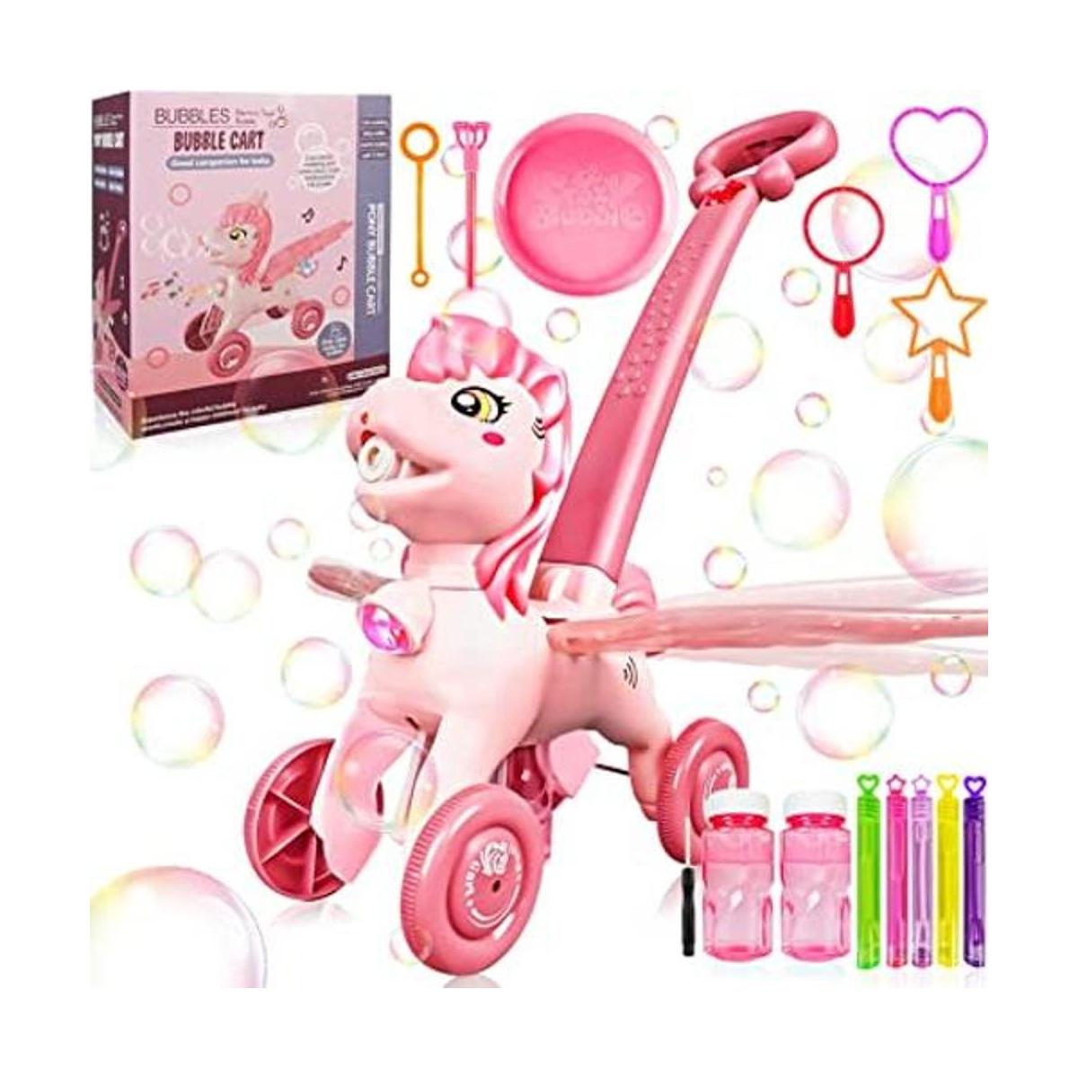 IGINOA Bubble Machine Blower Blaster Lawn Mower Maker Pink