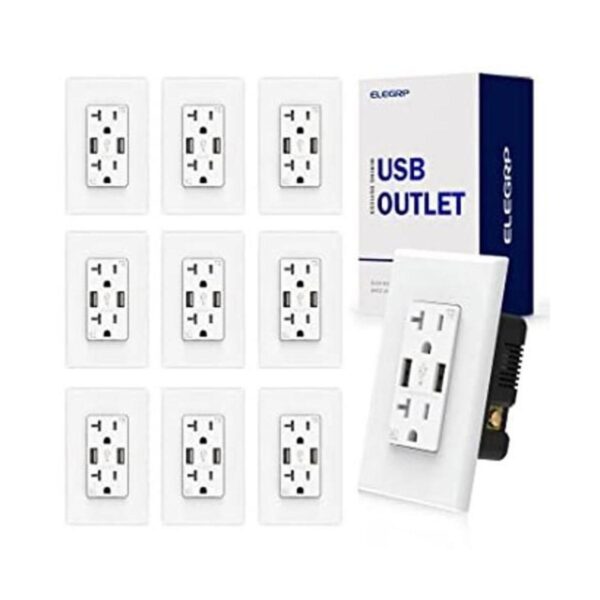 ELEGRP Toma de pared con cargador USB doble puerto USB de_1