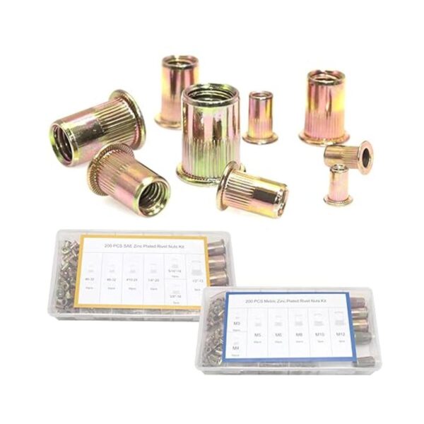 EilxMag Juego de 400 tuercas de remache SAE y métricas de